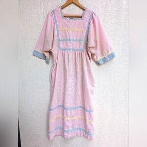 Vintage Saybury Pastel Seersucker Dress Mummy Robe Women's Size XS